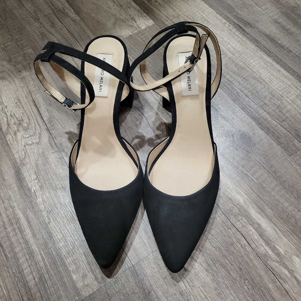 ANTONIO MELANI Black Ankle Strap Heels - Picture 4 of 7